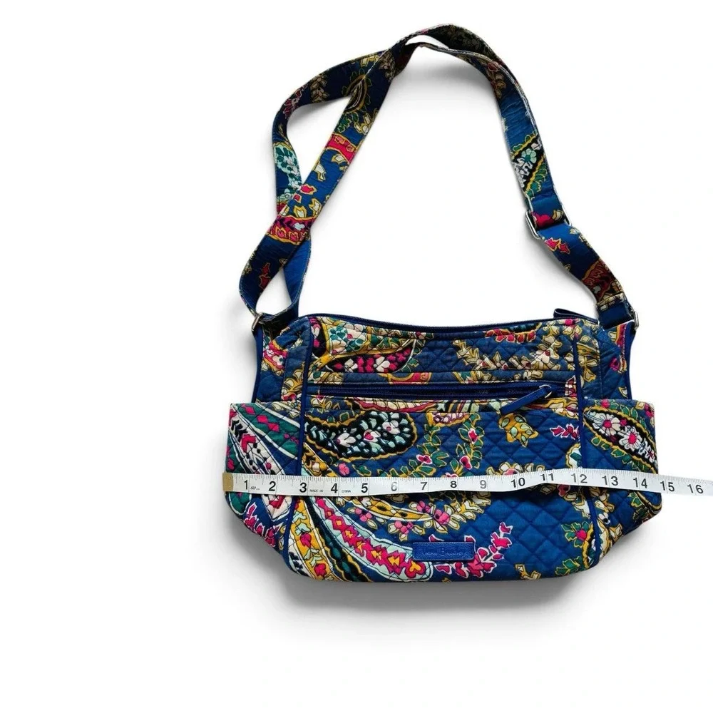 Vera Bradley Blue Paisley Quilted Cotton Crossbody Bag Adjustable Strap Boho
